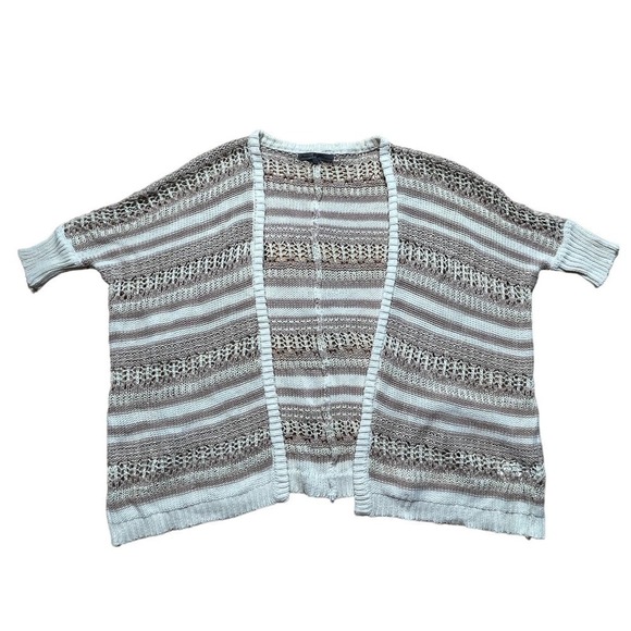 Renee's NYC brown/cream open front knit cardigan sweater. Women's XS/S - Picture 1 of 8